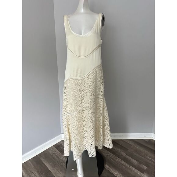 NWT Jil Sander Scoop Neck Floral Lace Asymmetric Midi-Dress Size 38 (US 8) - Picture 9 of 14